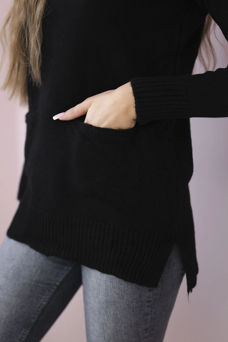 Sweater with stand-up collar black