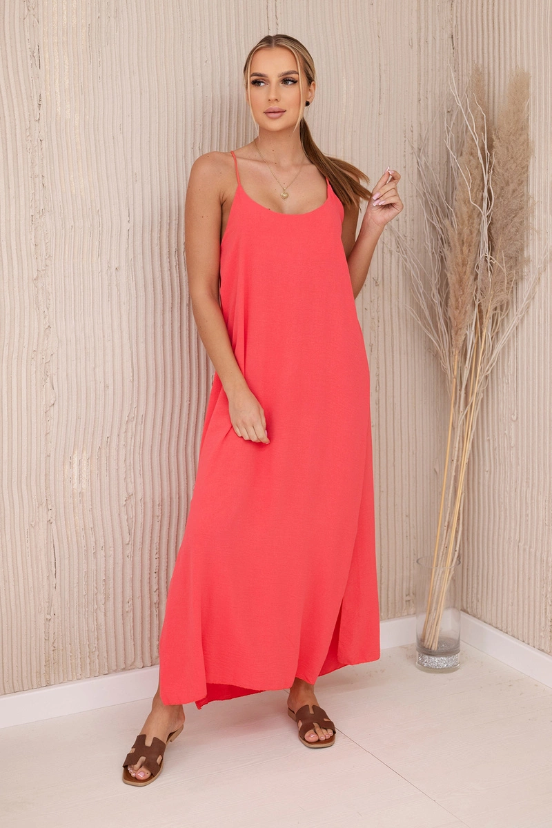 Kesi Włoski Long dress with straps pink neon