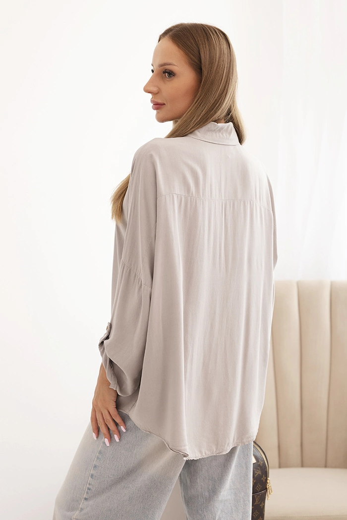 Kesi Włoski Women&#039;s viscose shirt with decorative buttons and collar fango