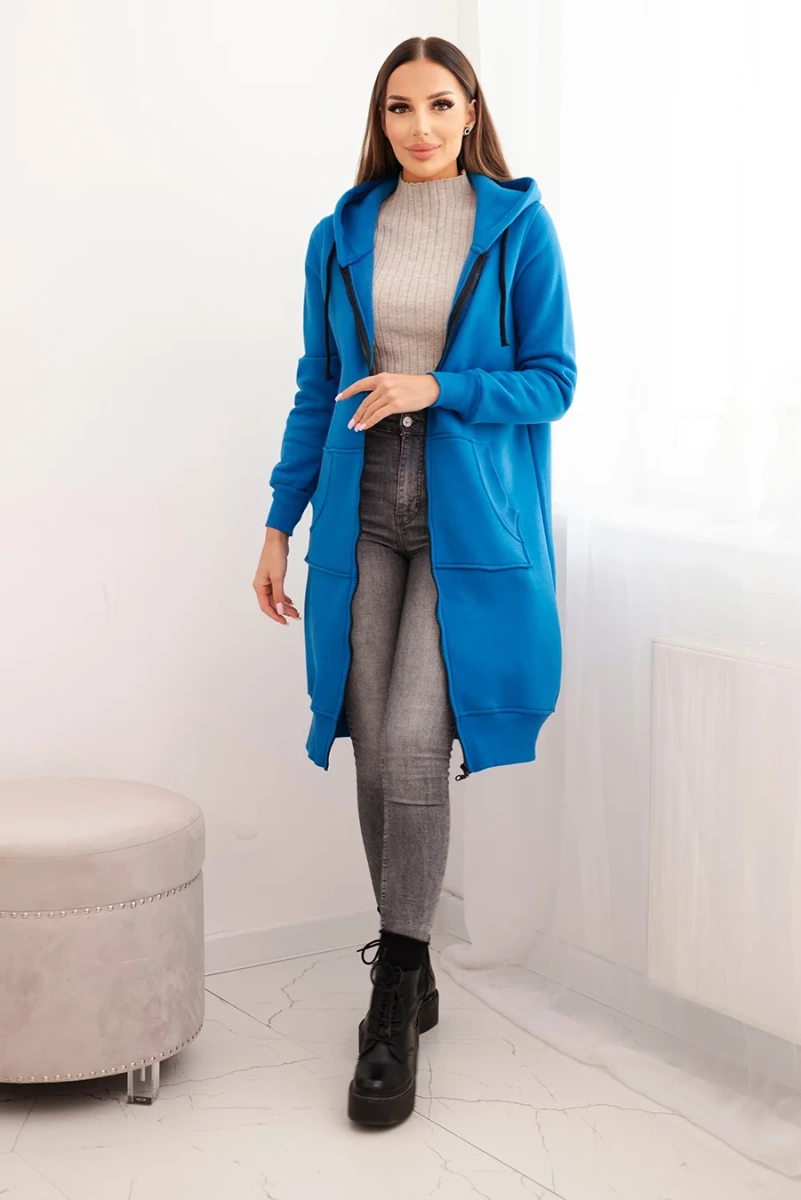 Long insulated hoodie - purple blue