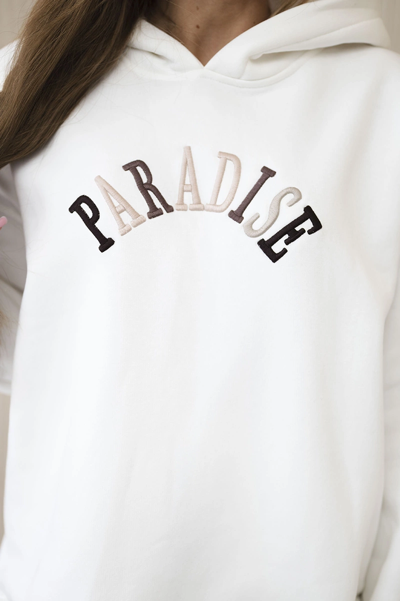 Cotton set with embroidered Paradise ecru inscription
