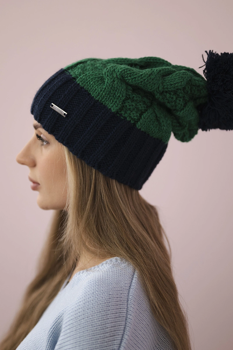 marka niezdefiniowana Cap with fleece Paris K212 green+navy blue