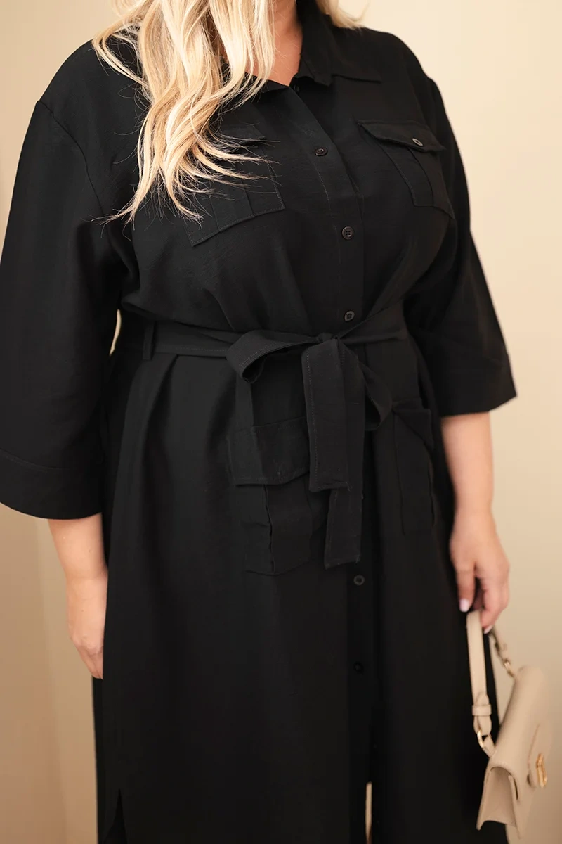 Šaty košeľové s opaskom pre ženy Plus Size