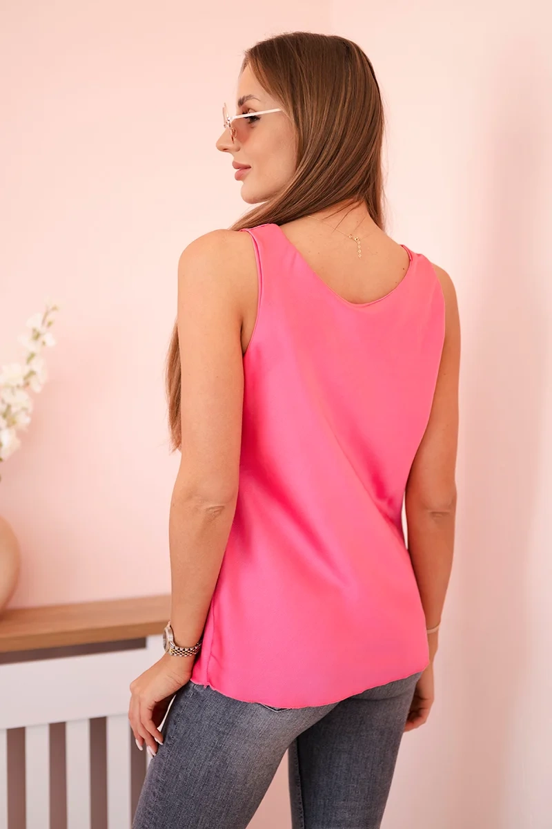 Kesi Włoski Women's satin blouse with a waterneck – an elegant cut dark pink