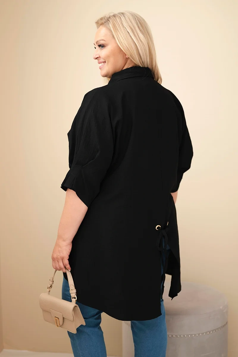 Dámska bavlnená košeľa Kesi Plus Size čierna