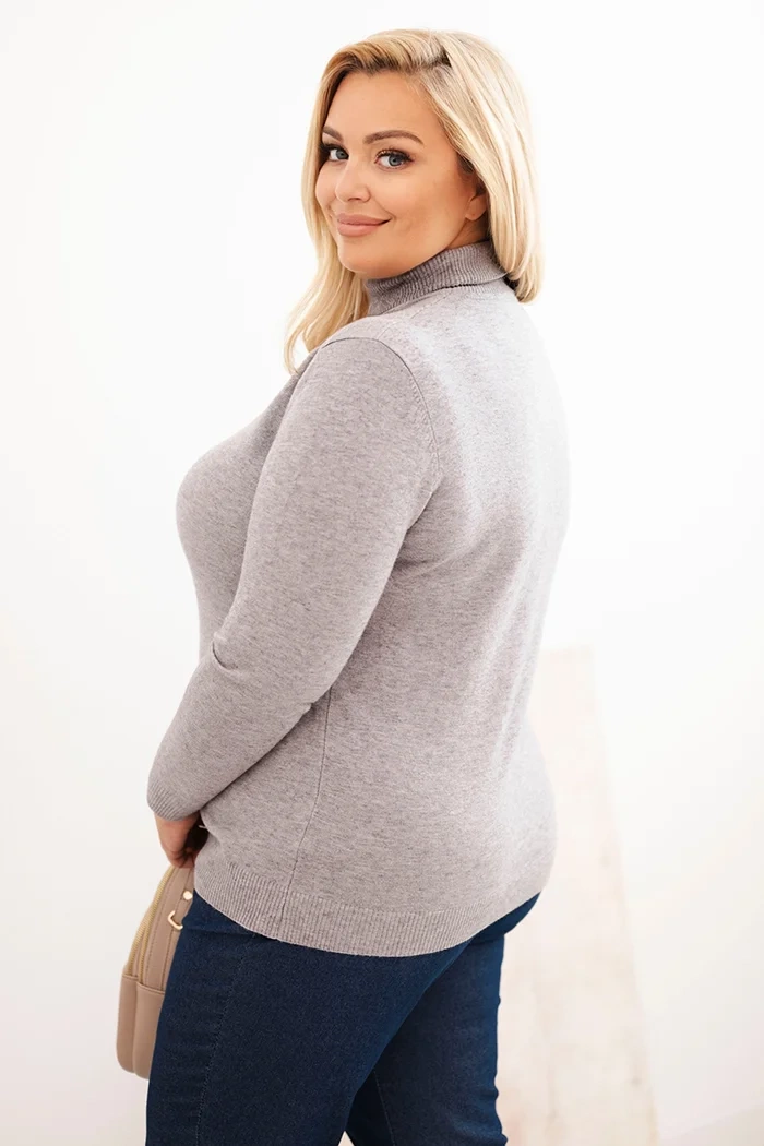 Kesi Włoski Plus Size women's sweater in a classic cut gray