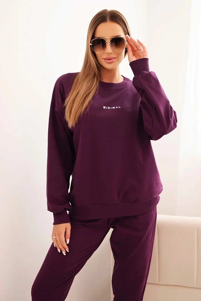 Polski Women&#039;s cotton set with Minimal print plum