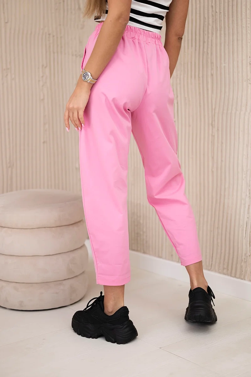Kesi Włoski Trousers with pockets Summer Punto light pink