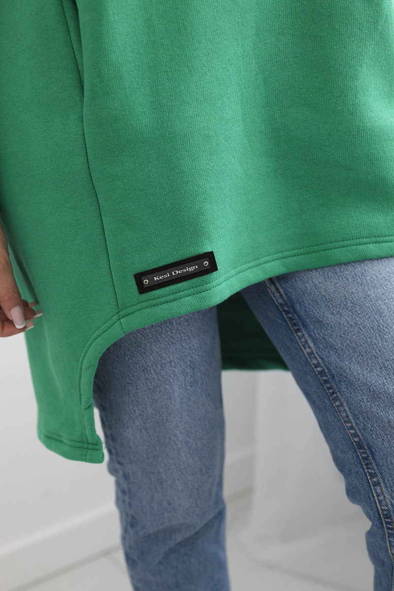 Insulated sweatshirt with a longer back part light green