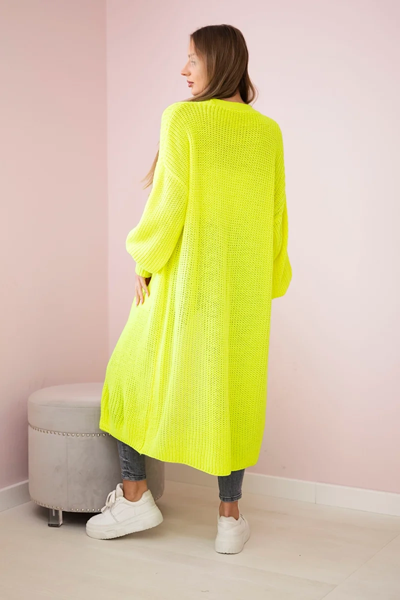 Kesi Włoski Sweater long cardigan yellow neon