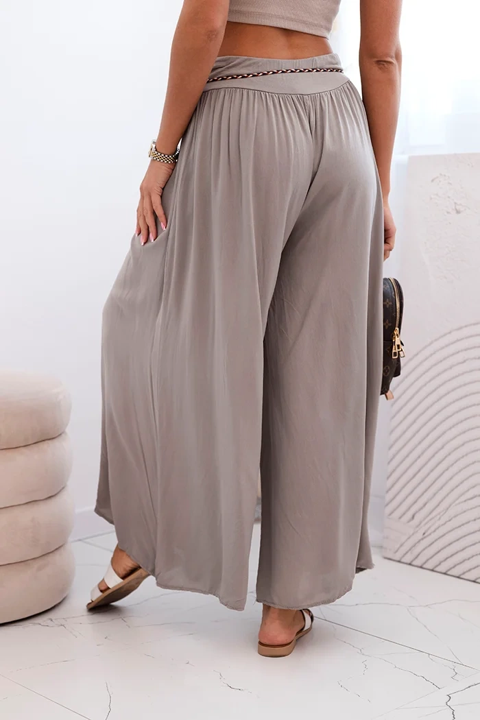 Kesi Włoski Women's wide-leg viscose trousers fango