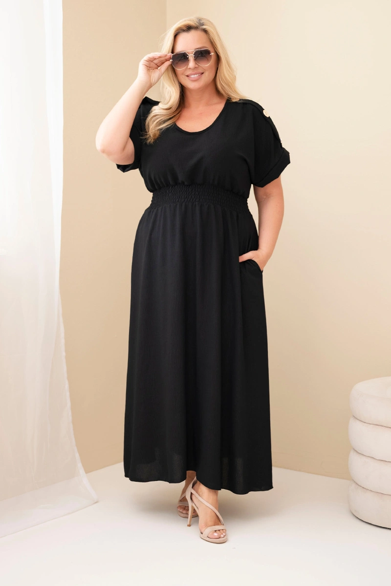 Kesi Maxi Šaty Plus Size s Riasením v Pás