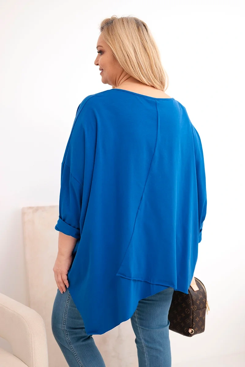 Dámska plus size blúzka s asymetrickým lemom