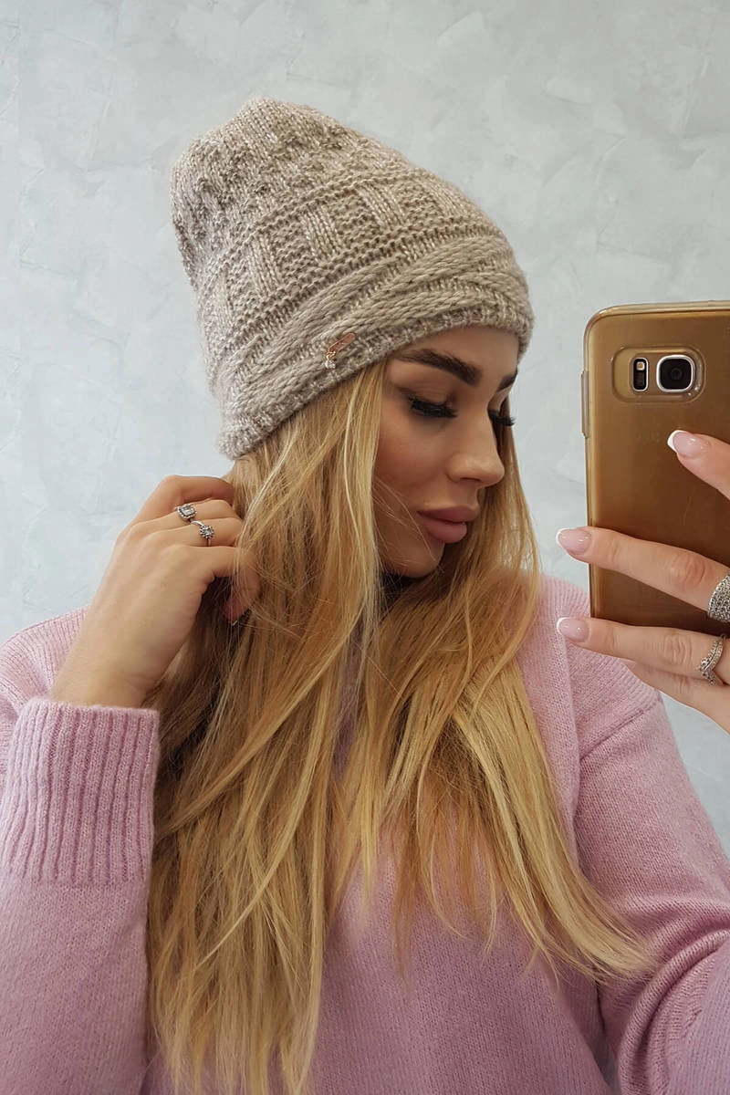 marka niezdefiniowana Cap with fleece Edyta K298 beige
