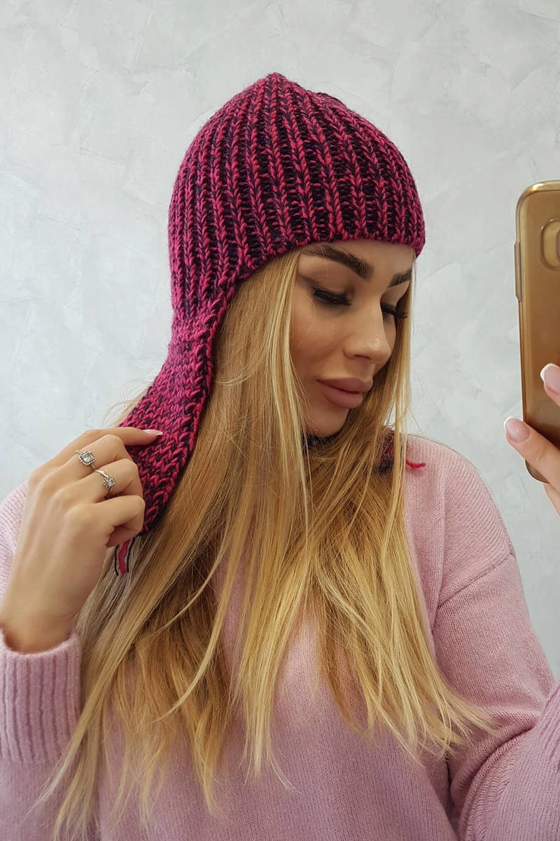 marka niezdefiniowana Women&#039;s long eared cap Jana K314 fuchsia + black