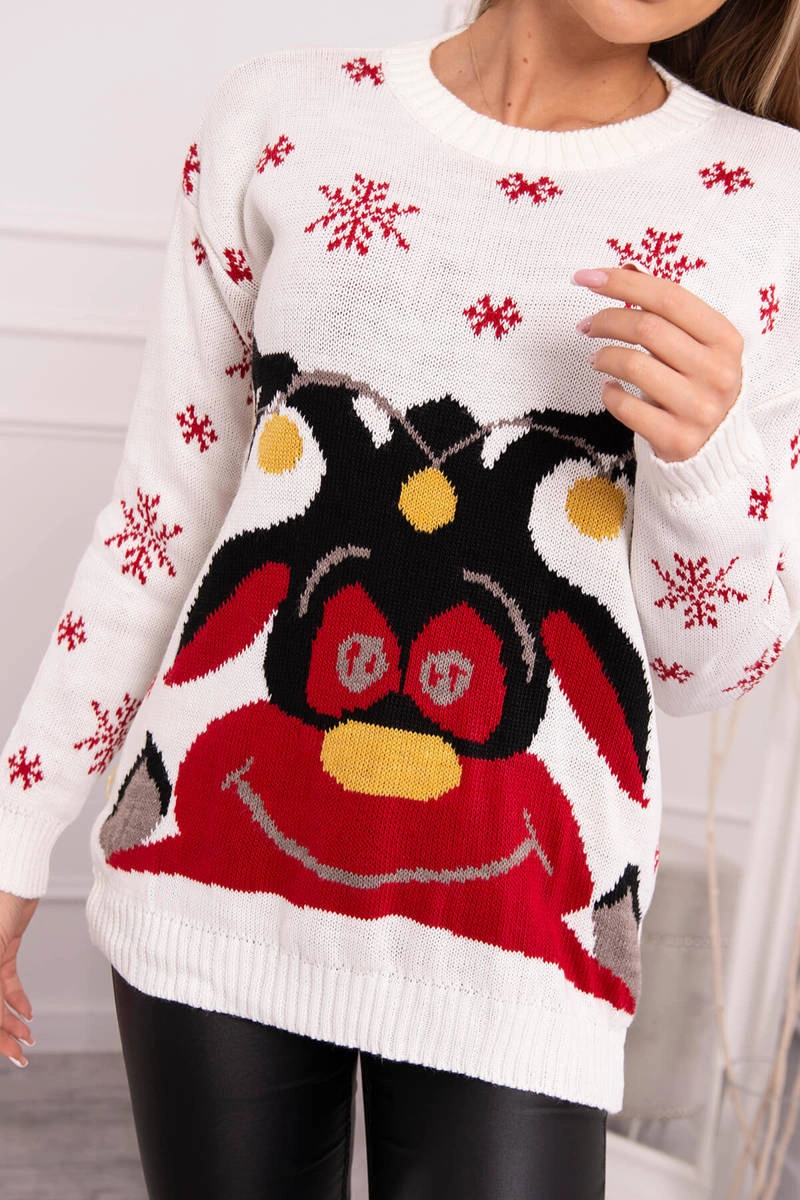 Christmas sweater with reindeer ecru