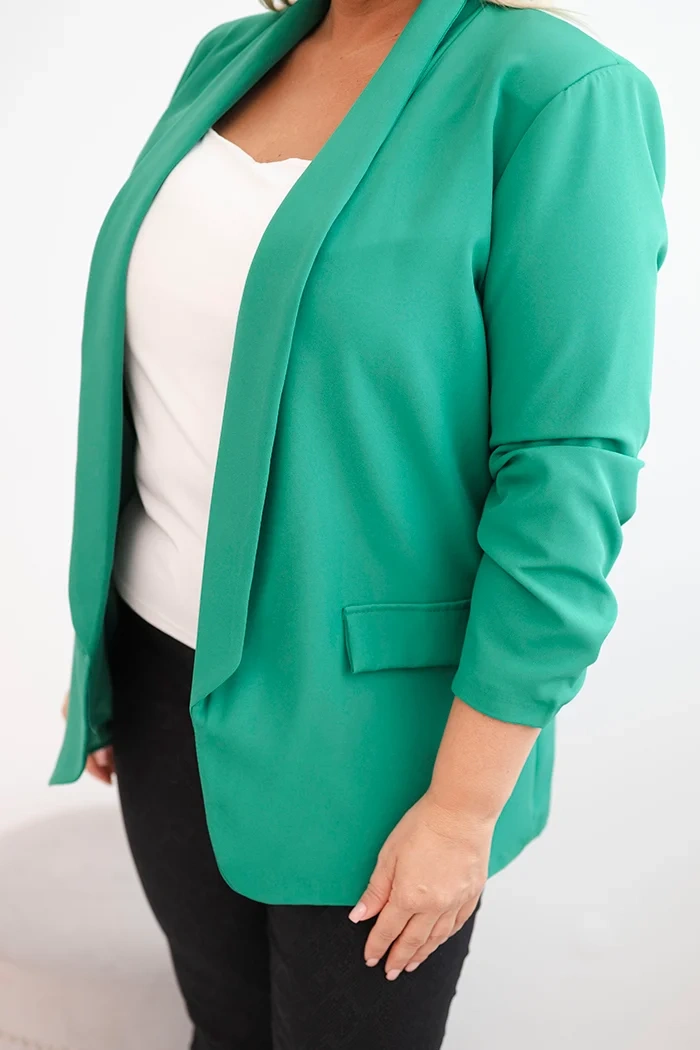 Kesi Włoski Dámska sako Plus Size bez zapínania s podšívkou XL/2XL zelená
