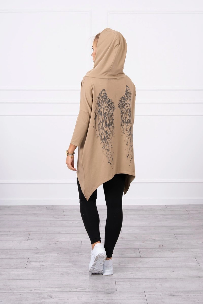Kesi Sweatshirt with a print of wings camel