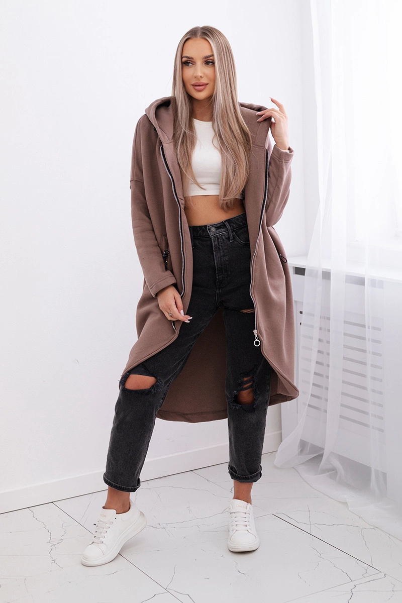Long insulated mocha sweatshirt