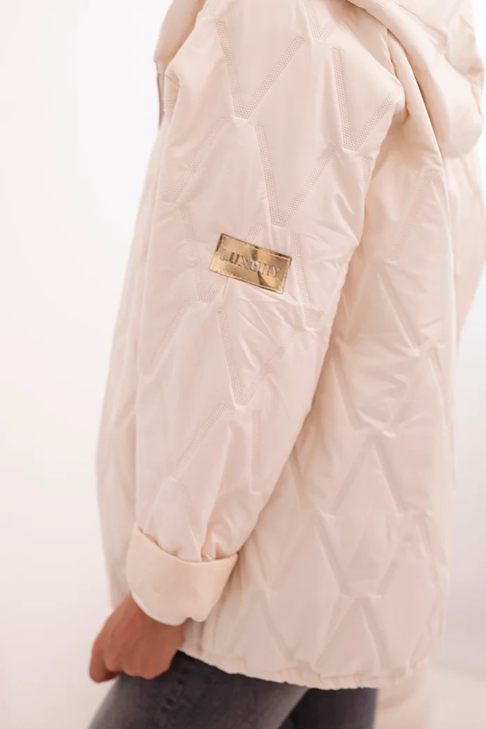 Kesi Włoski Women's quilted jacket with a hood light beige