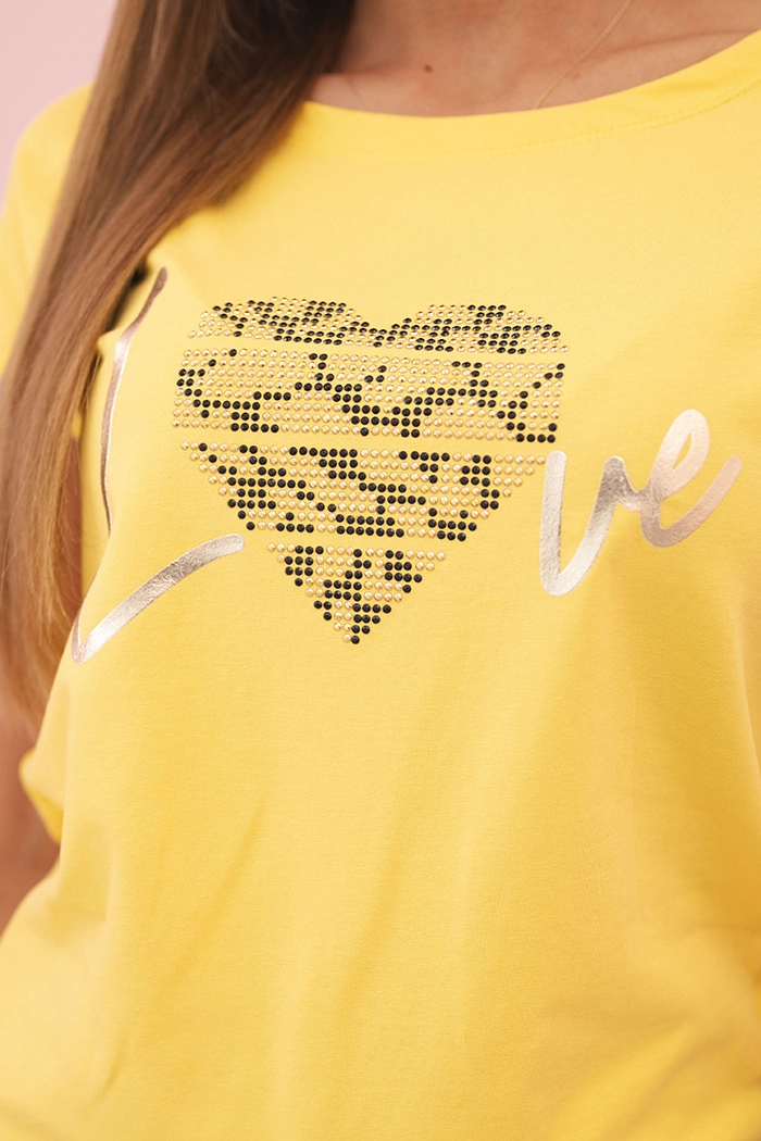 Kesi Women's cotton short-sleeve blouse with "Stay Wild" print yellow