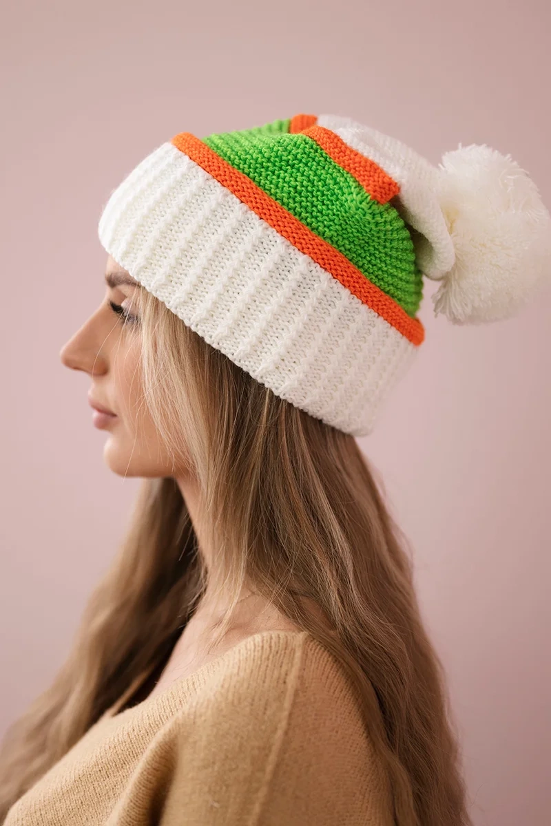 Kinga K297 Women&#039;s Cap White + Orange + Green