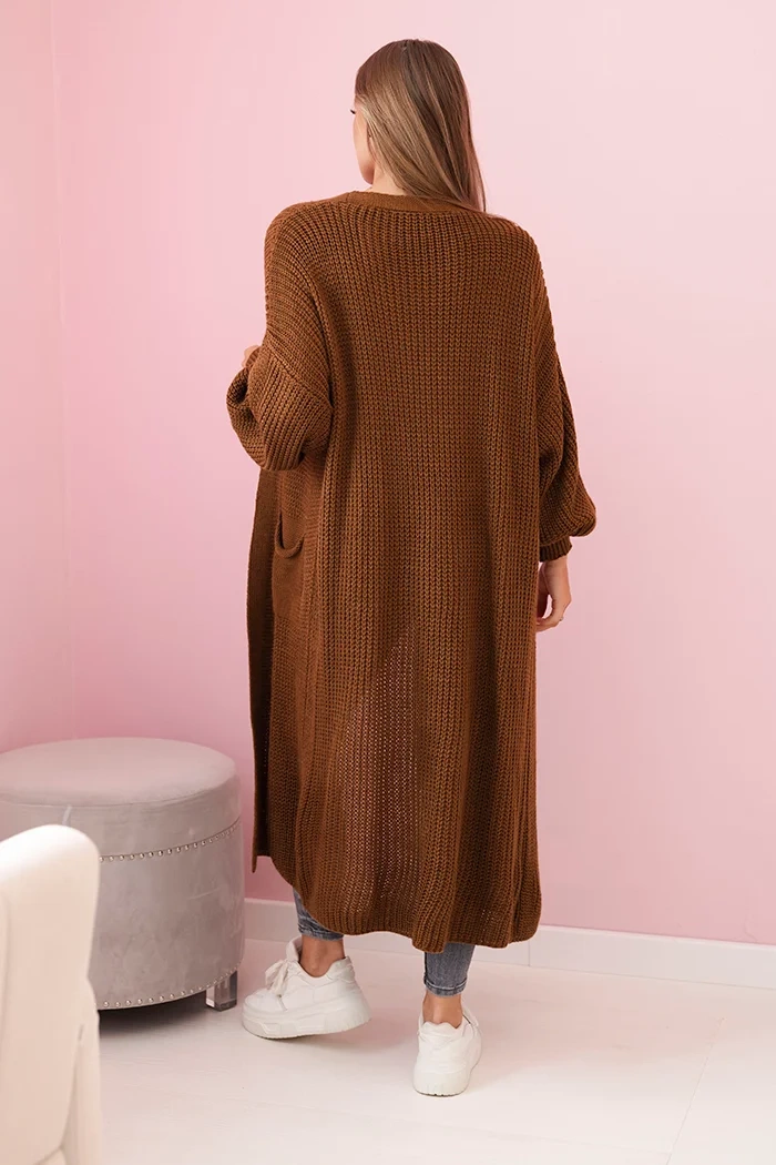 Kesi Włoski Sweater long cardigan dark camel