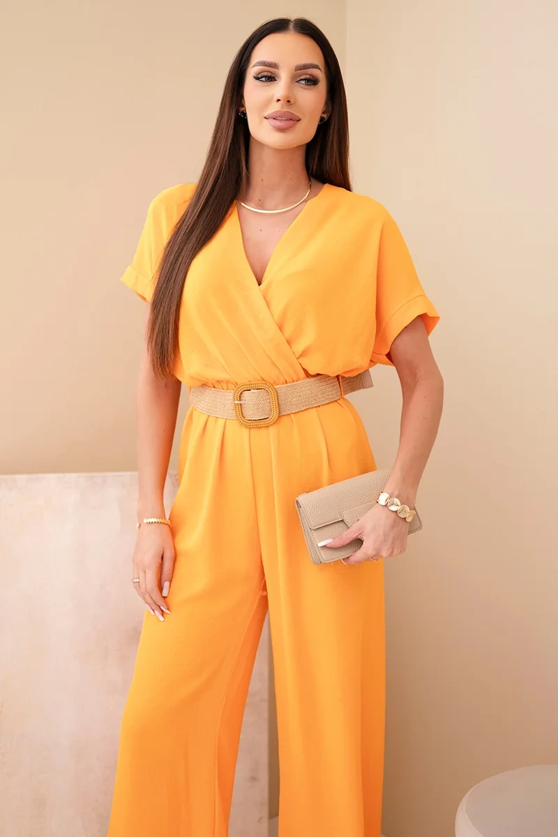 Kesi Włoski Overal s ozdobným opaskom v páse oranžový