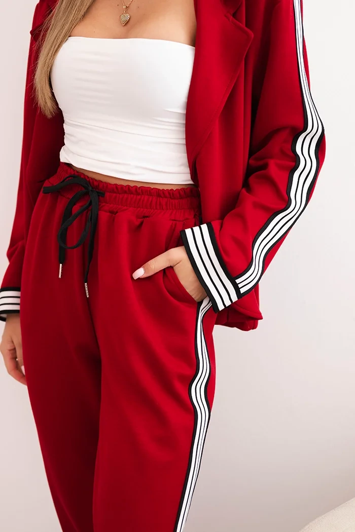 Kesi Włoski Women&#039;s set with viscose, featuring a stripe and a sports blazer red