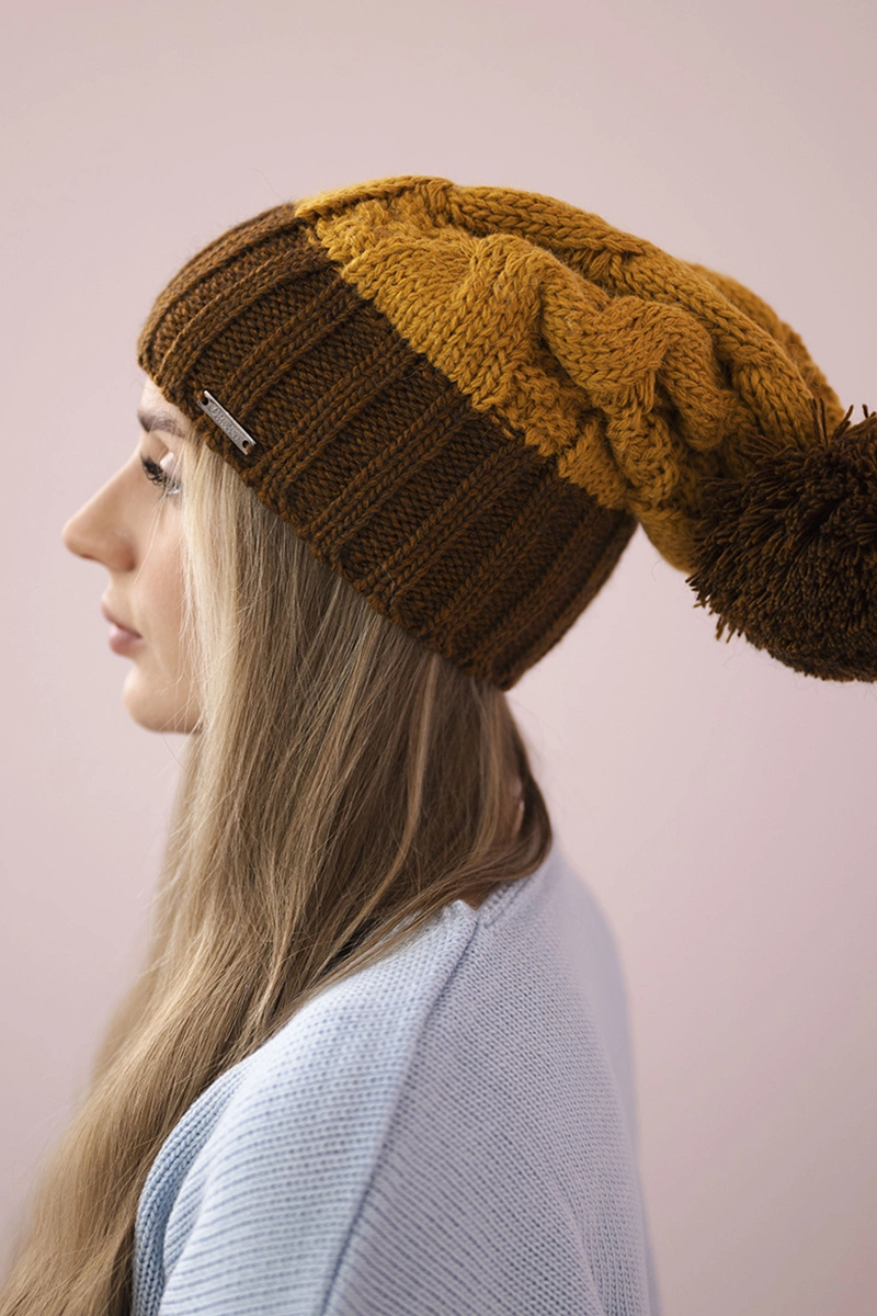 marka niezdefiniowana Cap with fleece Paris K212 mustard+brown