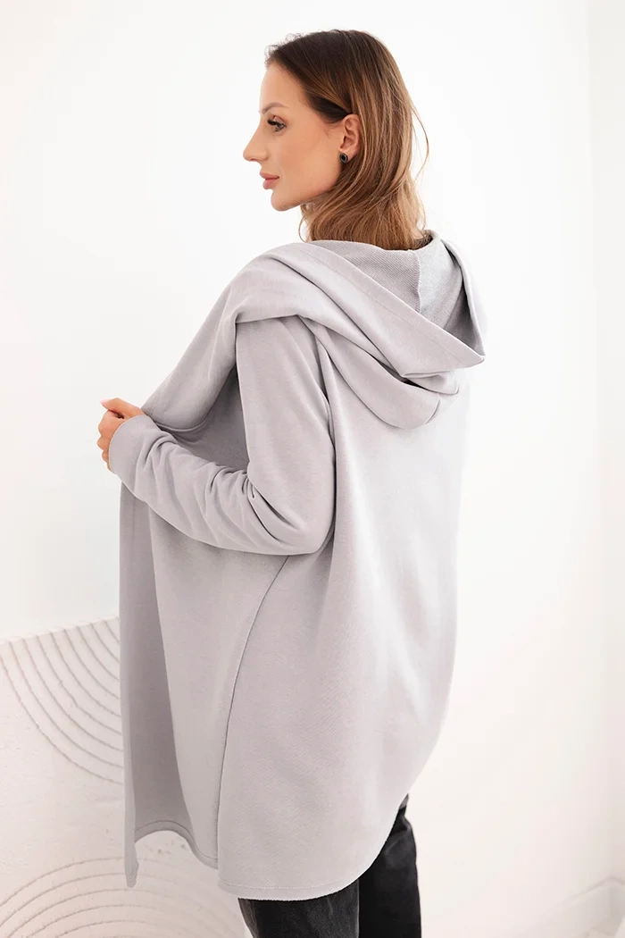 Kesi Women's cotton hoodie with an elongated front gray