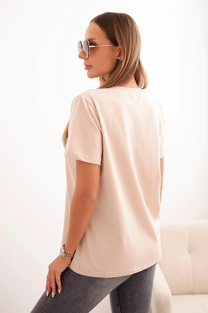 Polski Women's cotton blouse in a classic cut beige