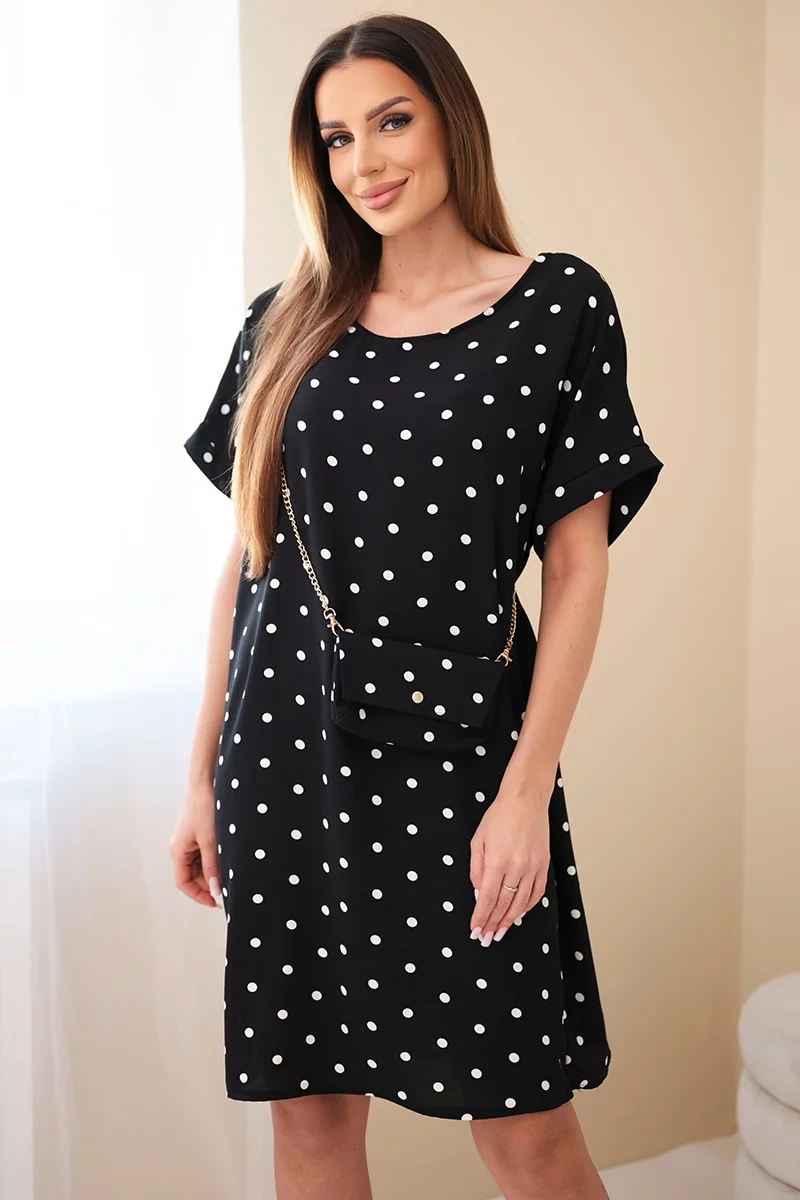 Kesi dámské tečkované šaty s kabelkou