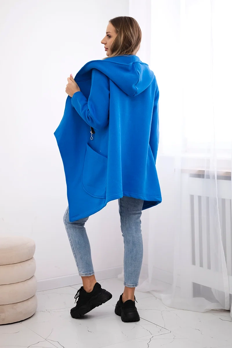 Insulated sweatshirt with asymmetrical zipper purple blue