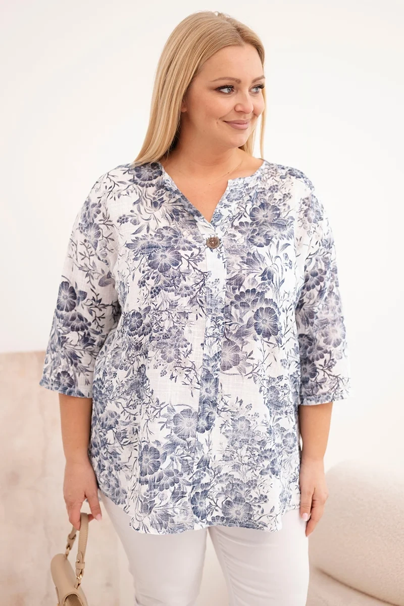 Plus Size bavlnená blúzka s krátkymi rukávmi