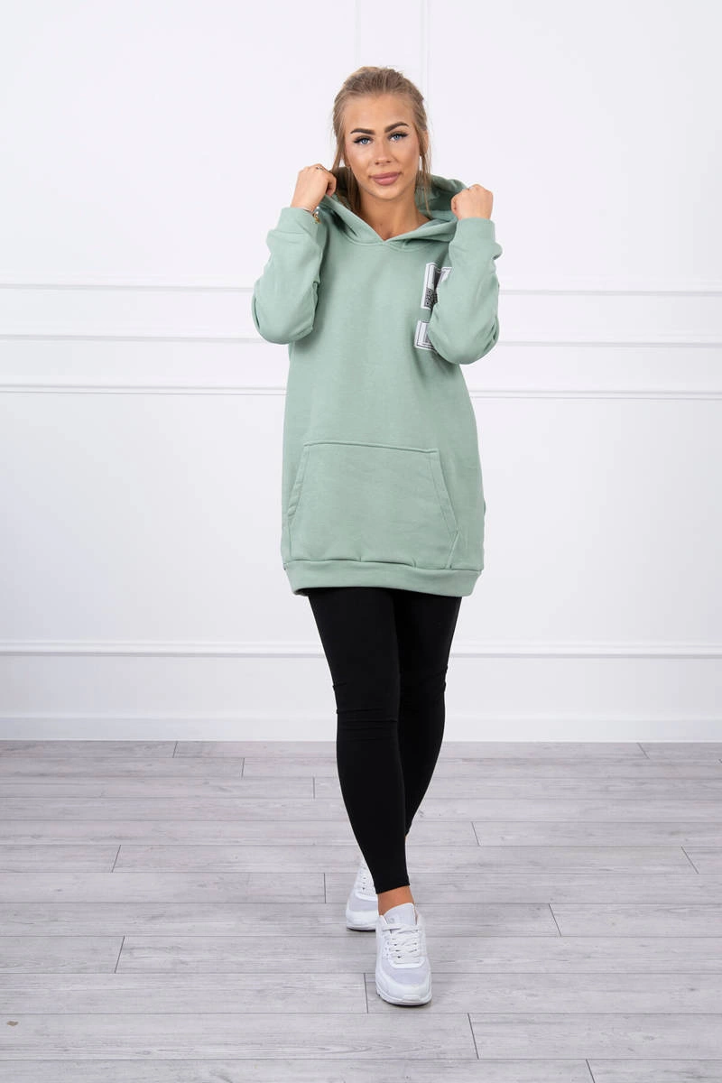 Hoodie with dark mint patches