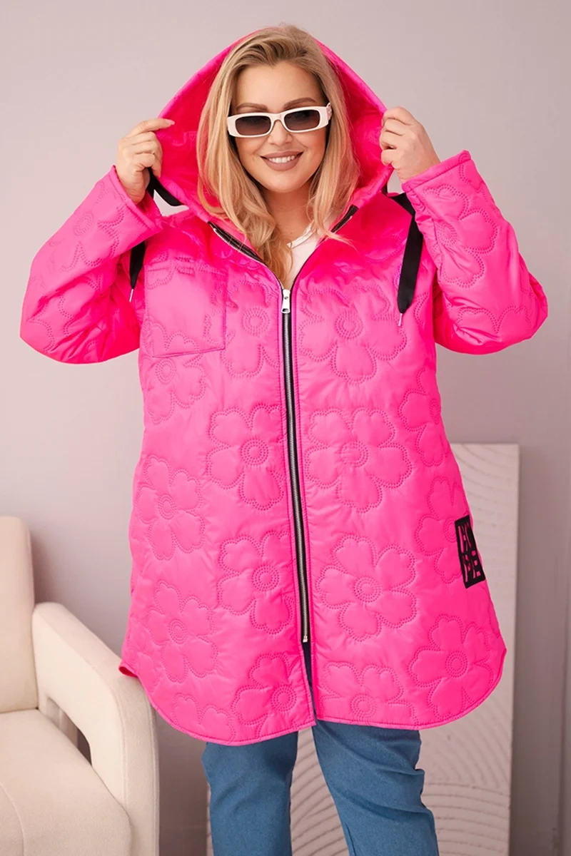 Ватирано яке Kesi Włoski Plus Size с качулка, неоново