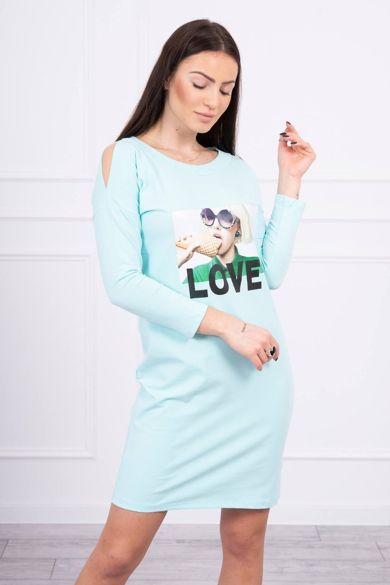 Dress with love mint print