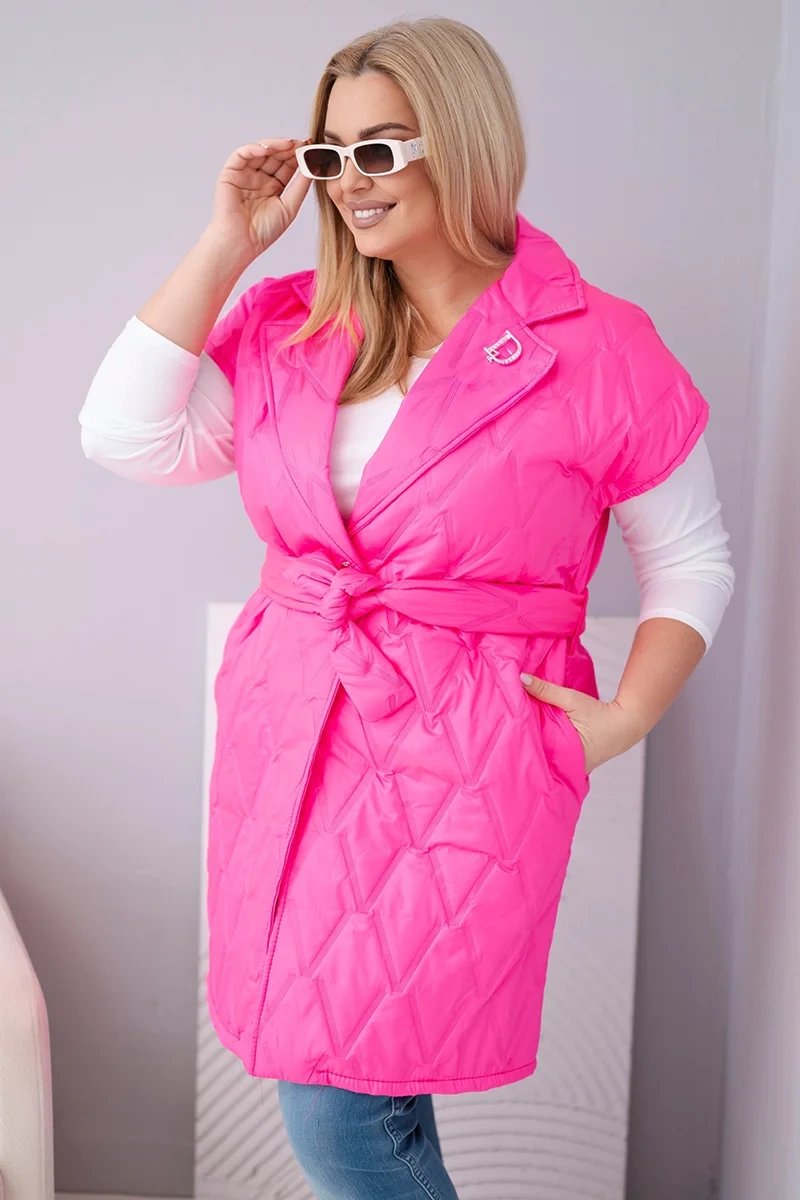 Kesi dámská plus size prošívaná vesta s páskem