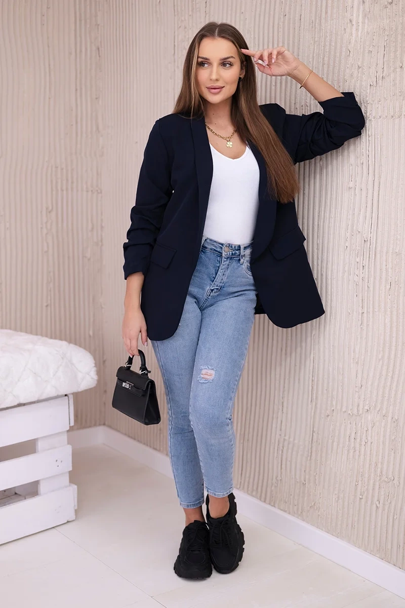 Elegant jacket with lapels in navy blue