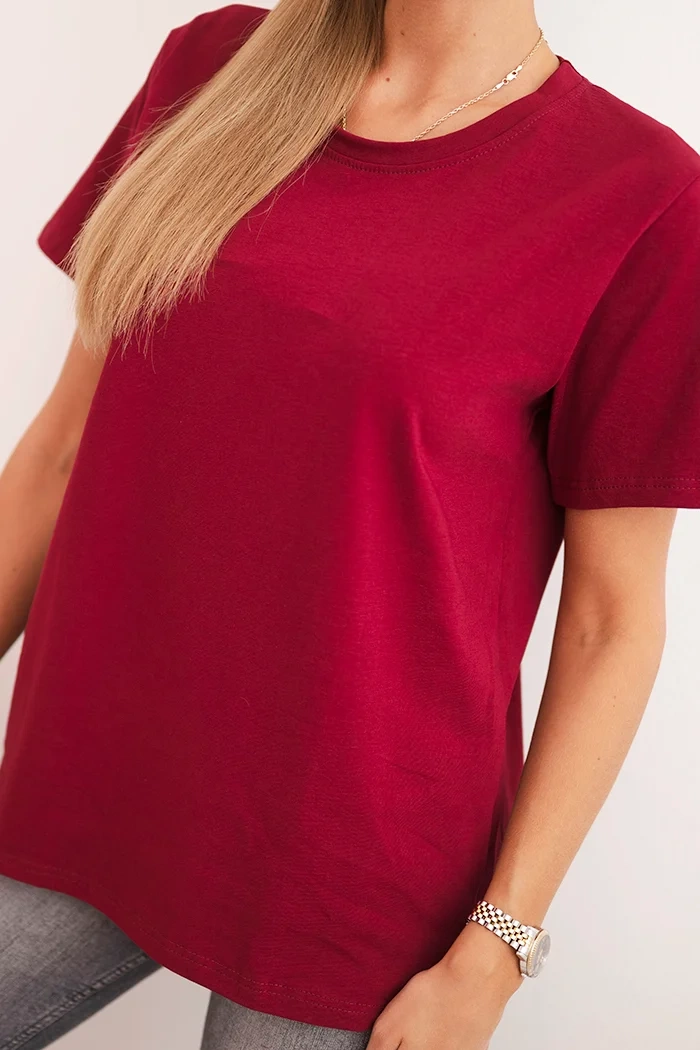 Polski Women's cotton blouse in a classic cut maroon