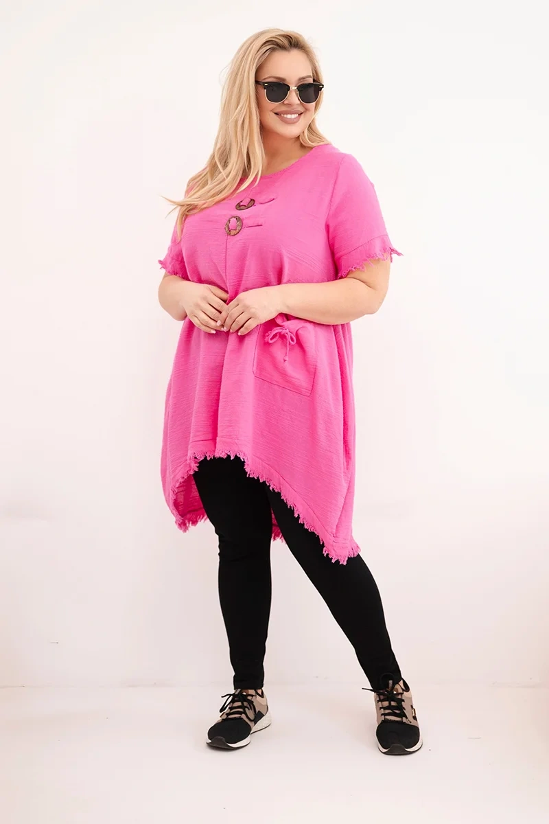 Dámske šaty Kesi Plus Size s dlhším chrbtom a vreckom