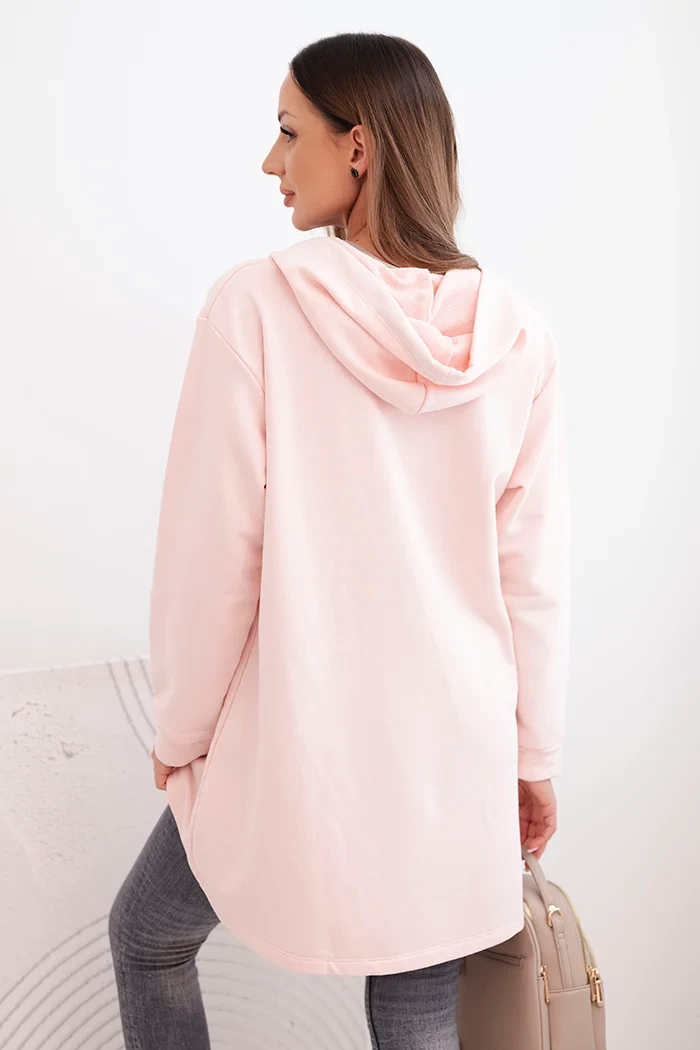 Kesi Sweatshirt with longer back and hood powdered pink