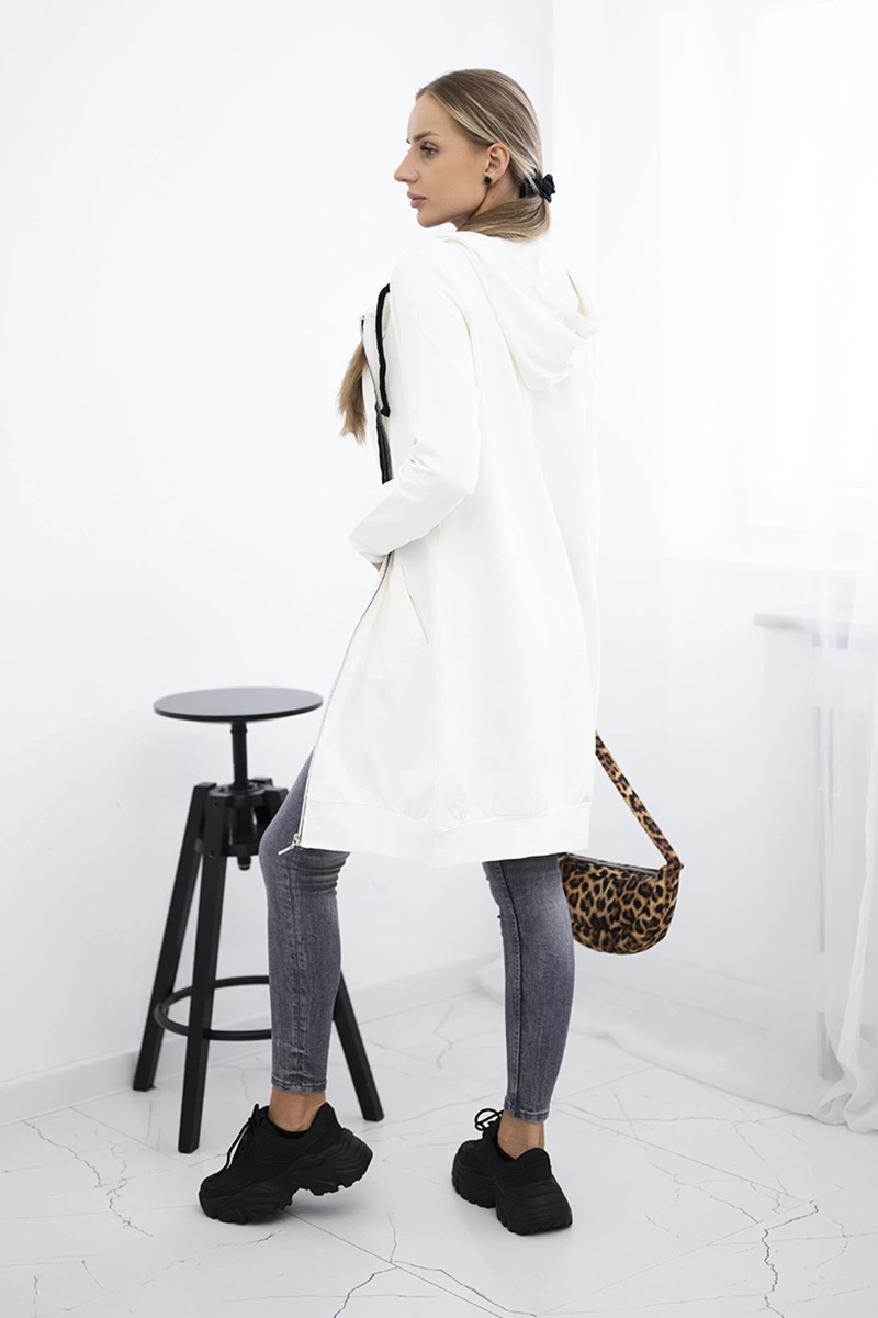 Ecru dress with hood and hood