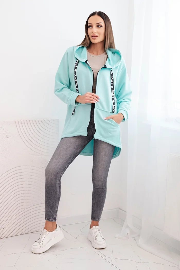 Kesi Sweatshirt with longer back and hood mint