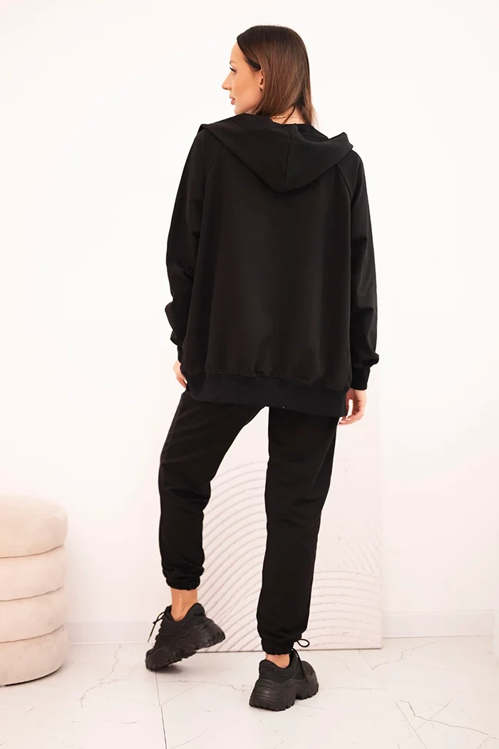 Polski Women&#039;s cotton set with a hood and zipper black