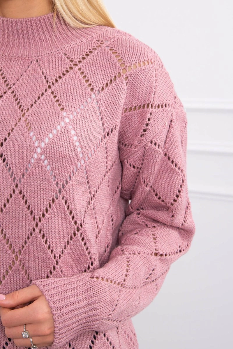 Kesi Sweater high neck with diamond pattern dark pink