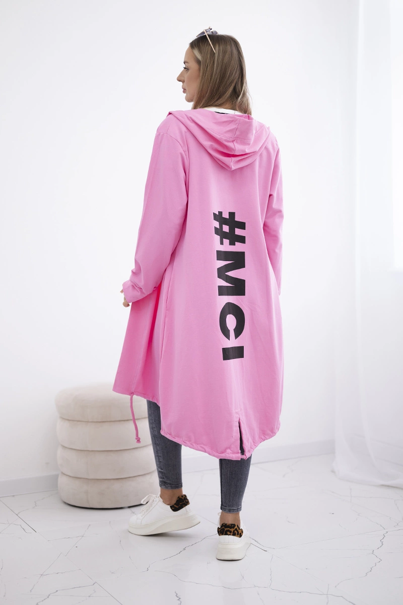 Cardigan with oversize print in light pink color