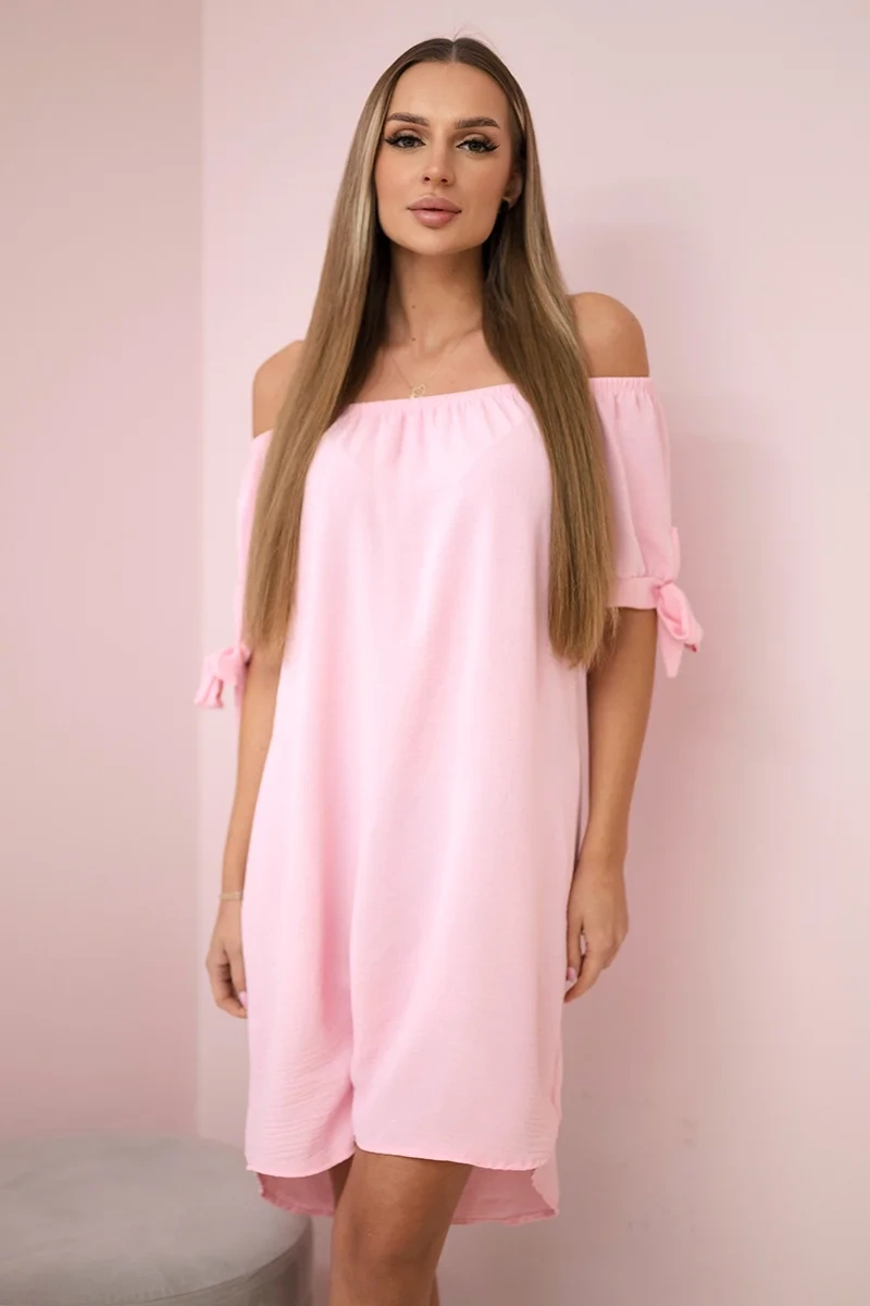 Kesi Włoski Dress tied on the sleeves light powder pink