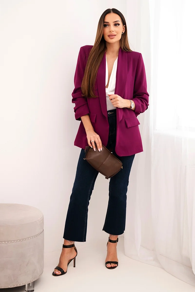 Elegant blazer with lapels dark purple